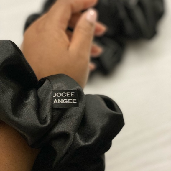 Jumbo Ebony Satin Scrunchies Handcrafted - Picture 3 of 6